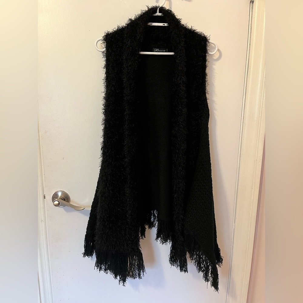 Black long sweater vest